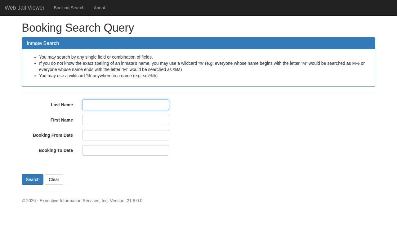 Marion County Jail booking record search form